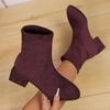The New Autumn Fashion Trend and Versatile Suede Women's Ankle Boots with Thick Heels and Round Toe