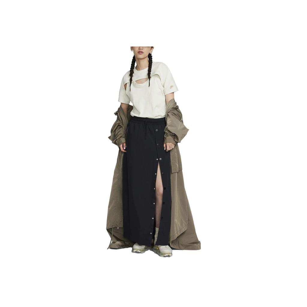 New Nike Women's Loose Fit High-Waist Long Skirt Black FB8355-010