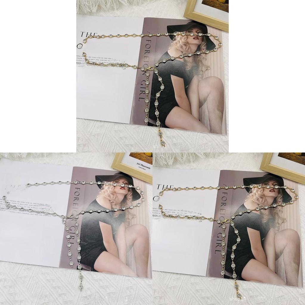 Metal Water Crystal Waist Chain For Women Summer Dress Belt Accessory Gift For Young Adults