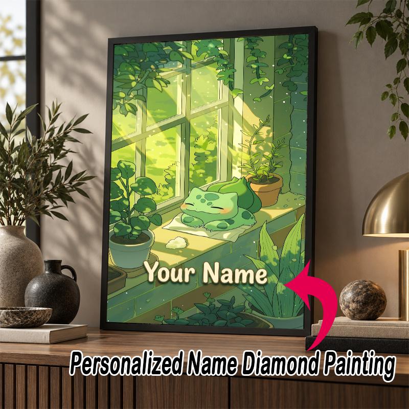 Personalized Bulbasaur Diamond Art Custom Name 5D Diamond Painting Full Drill DIY Craft