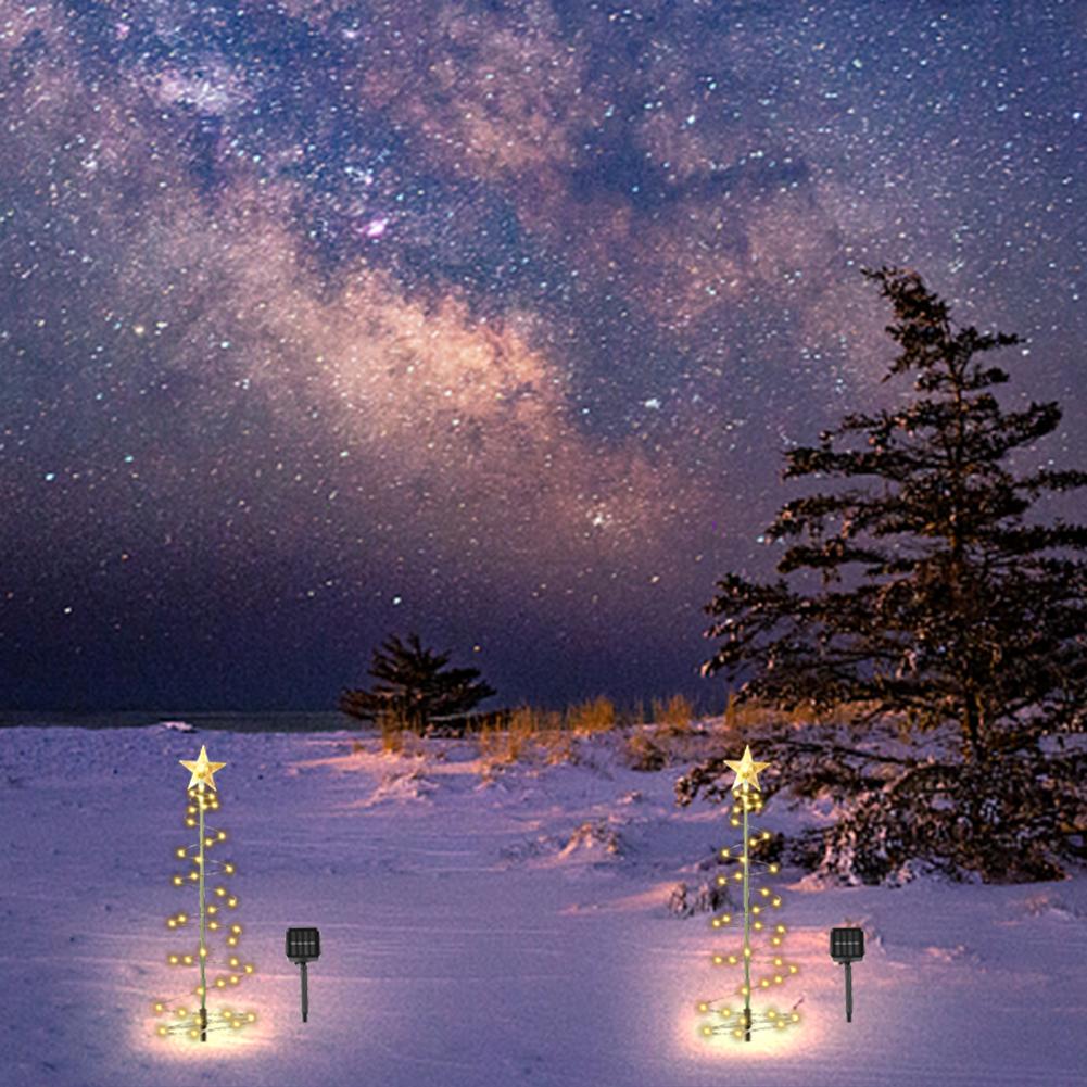 Portable Solar Christmas Tree Lights PVC Solar LED Christmas Tree Lights Waterproof Spiral for Outdoor Garden Yard Patio