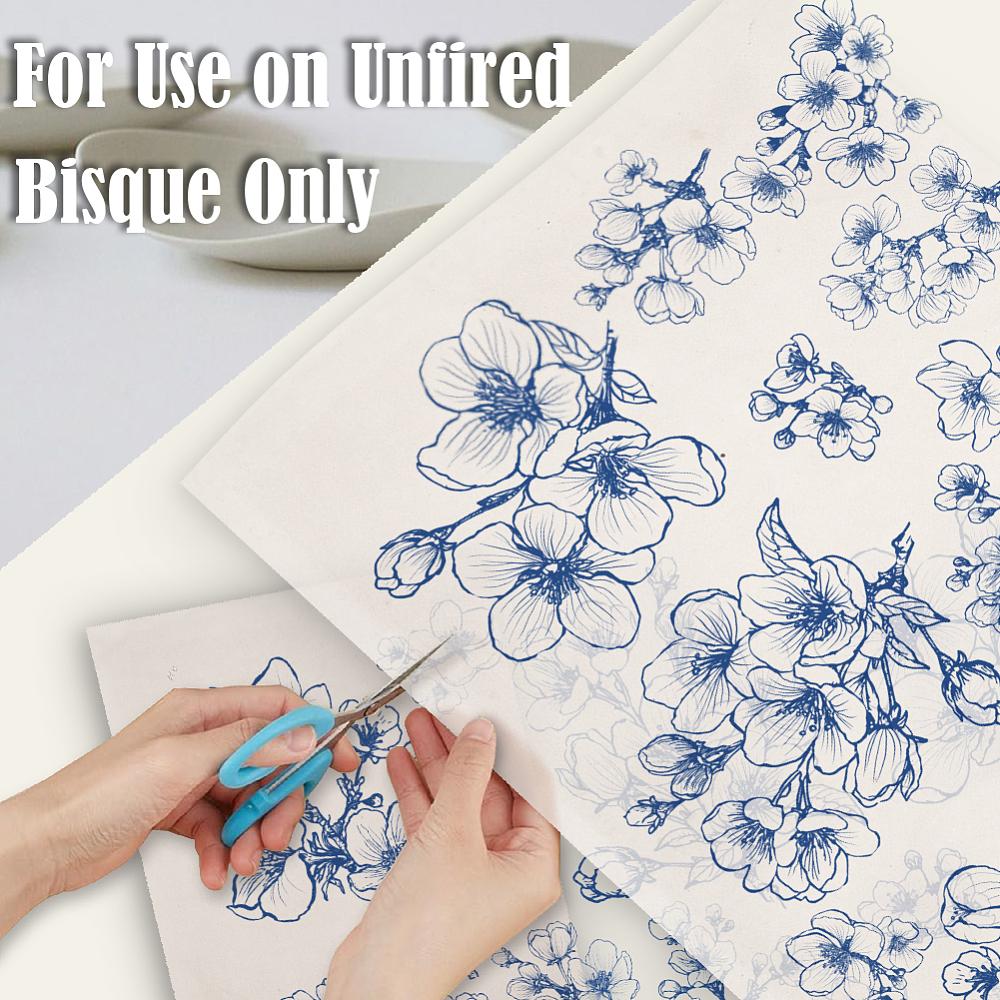 Paper Ceramic Decals Pottery Ceramics Clay Transfer Paper Underglaze Flower Paper March Cherry Blossom 520x370mm Pattern: 480x330mm