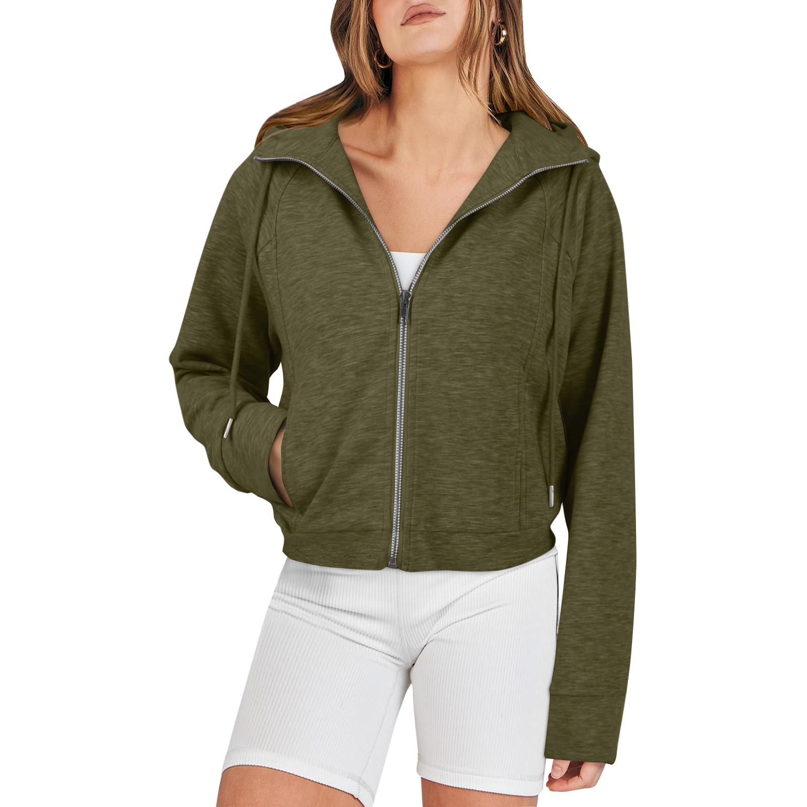 

Женские толстовки с капюшоном на молнии с длинным рукавом, осенние свободные толстовки, куртки с карманами, модная одежда, толстовки с капюшоном для женщин L