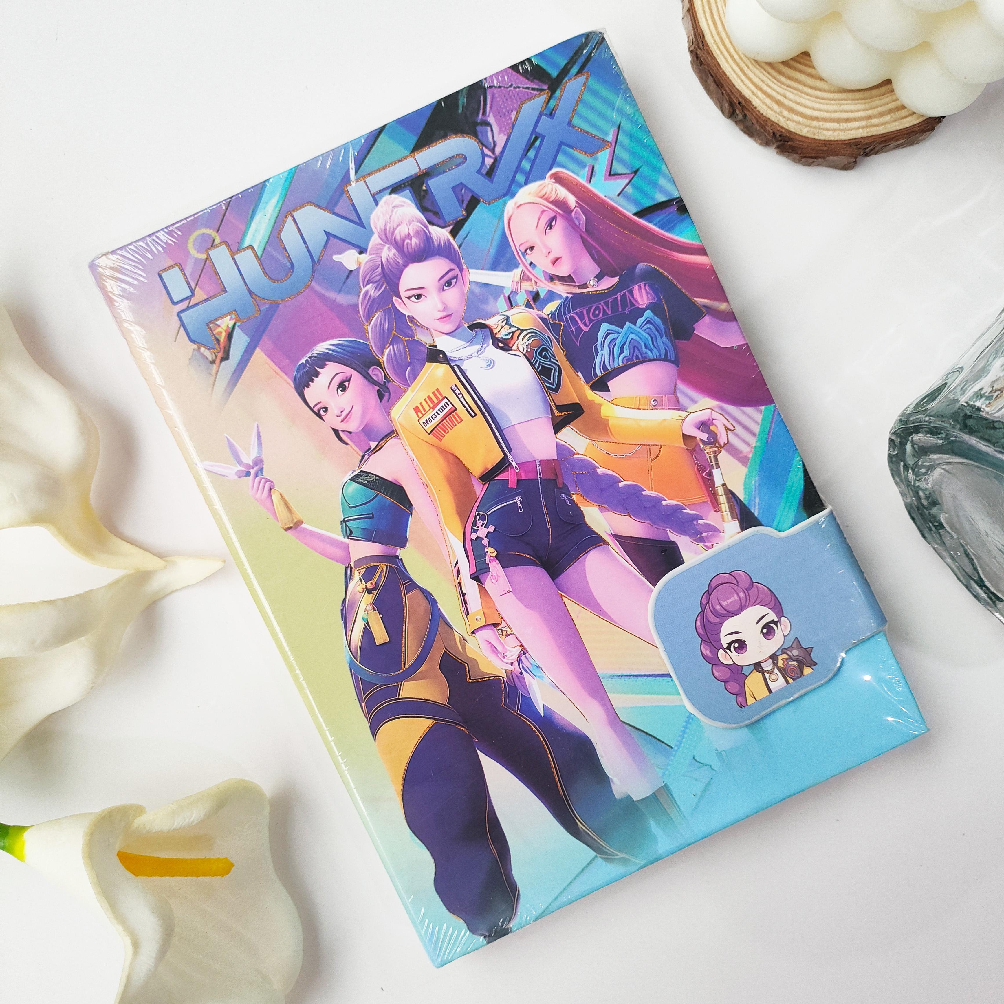 

4PCS 32K Durable Journal Notebook Kpop Demon Hunters Magnetic Buckle Diary Korean Style Colorful Student Stationery