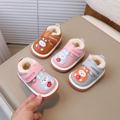 Infant Walking Shoes 0-1-2 Years Old, Boys and Girls Winter Squeaky Shoes, Fleece-Lined Thickened.