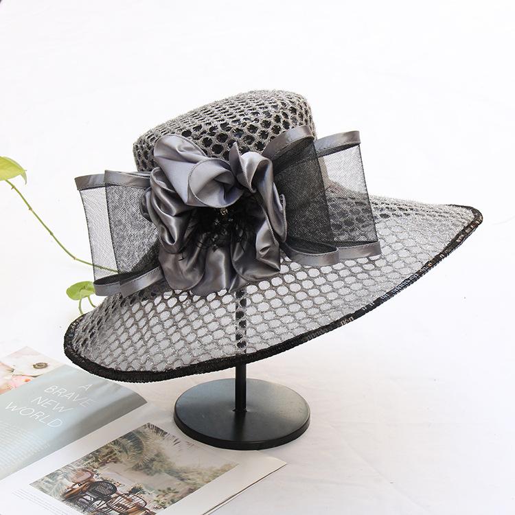 Eugen Yarn Hat Women'S Summer Bright Silk Flower Sun Protection Big Edge Hat Fashion Versatile Beach Hat Cool Hat Tide