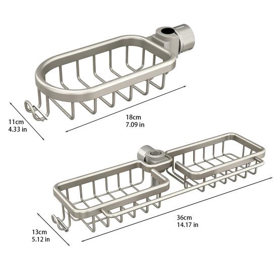 Yousheng Sink Storage Rack with Hollow Design Basket 360 Rotatable Rustproof Kitchen Faucet Organizer for Sponges Brushes Cleaning Tools