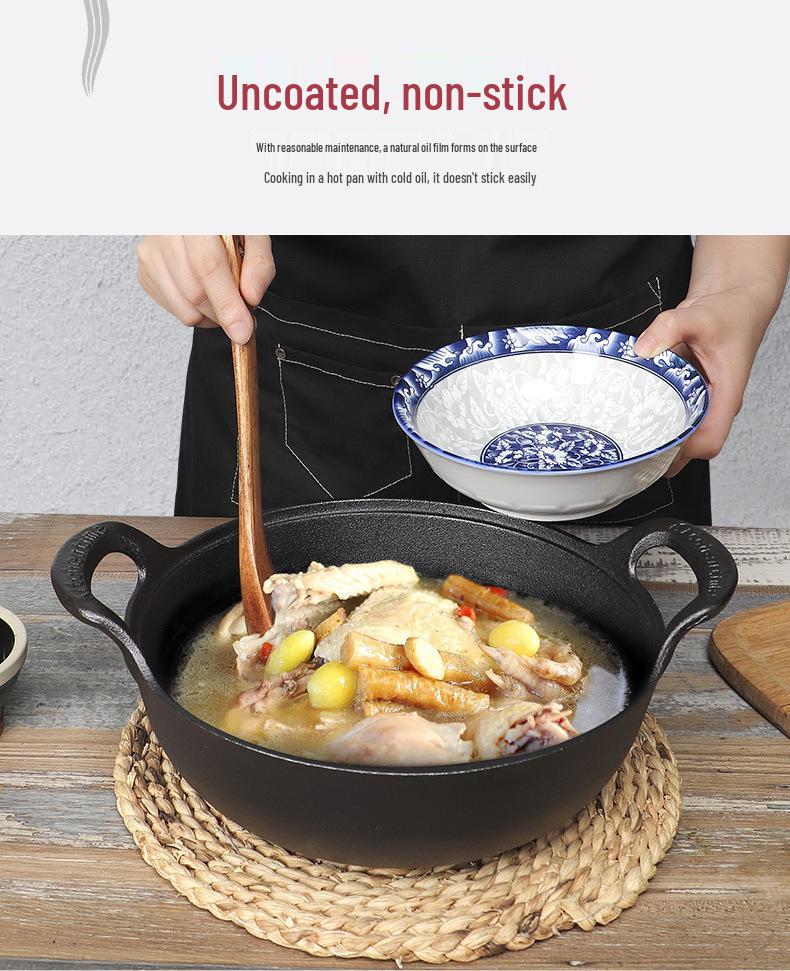 Thor's Cast Iron Yuanbao Double Ear Flat Bottom Stew Pot