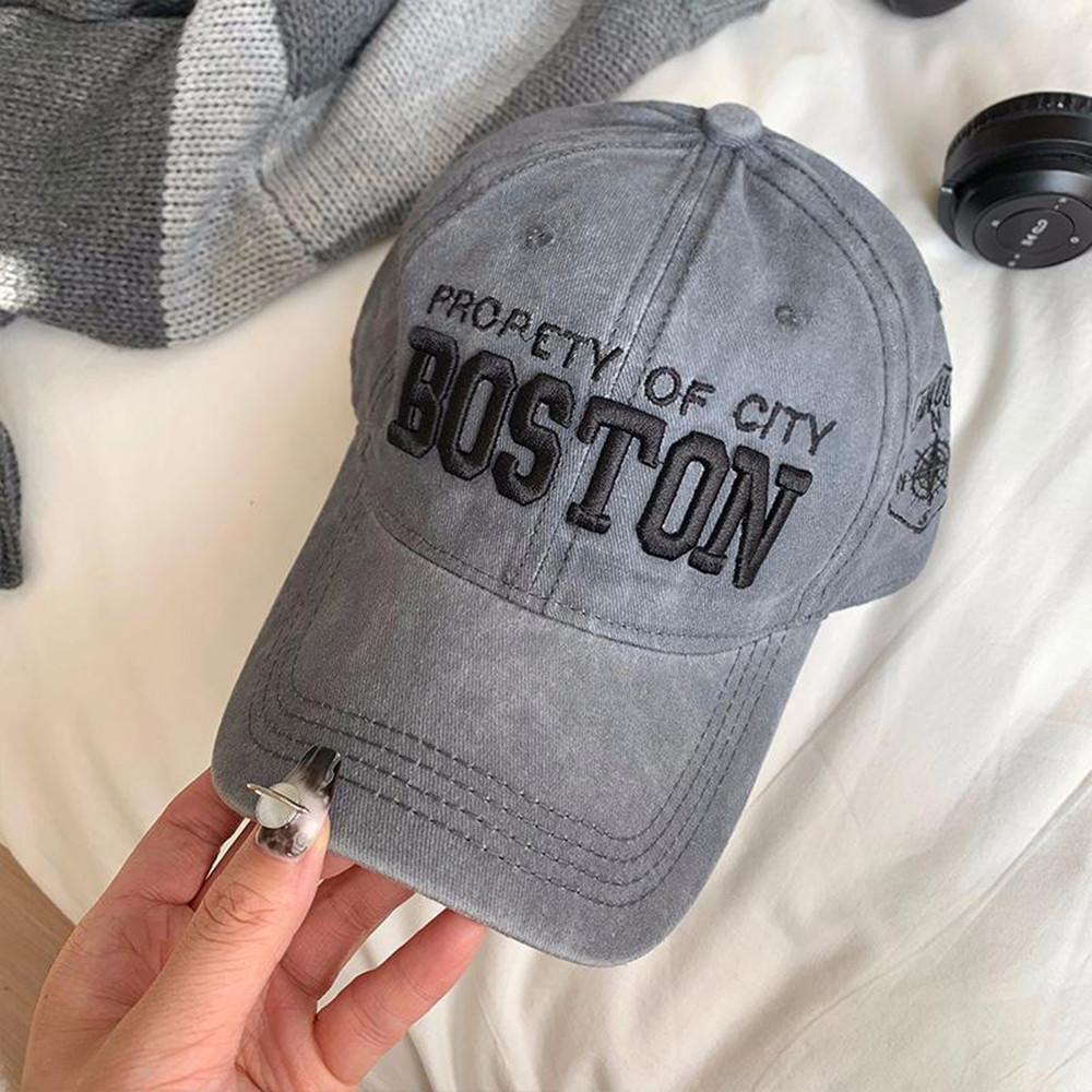 Korean Style Retro Baseball Cap Letter Embroidered Soft Top Versatile Casual Sun Protection Peaked Cap