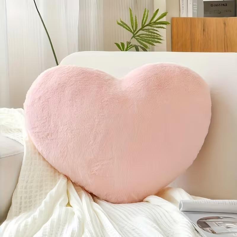 1PC 30×40cm Soft Pink Heart Pillow Cute Decorative Cushion for Valentines Day Birthday Gift Indoor Office Sofa Bed Waist Support
