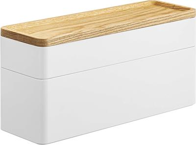 Yamazaki RIN Slim Accessory Watch Case with W24 X D8 X Lid Transforms Into a Accessory 5813 & Tray, Natural, Approx. H11.5cm, Tray, Storage,