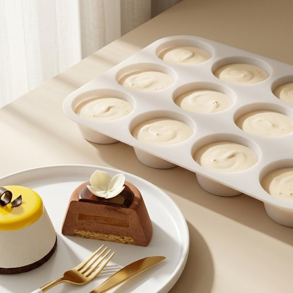 12 Cavity Silicone Baking Molds Non-Stick Cupcake Molds New Pudding Mould  for  Dessert Baking