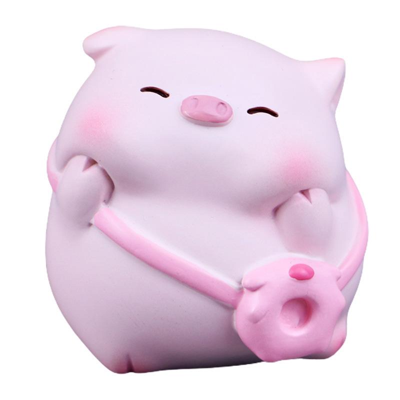 Happy Pig Mini Ornament - Cute Desk and Car Console Decoration
