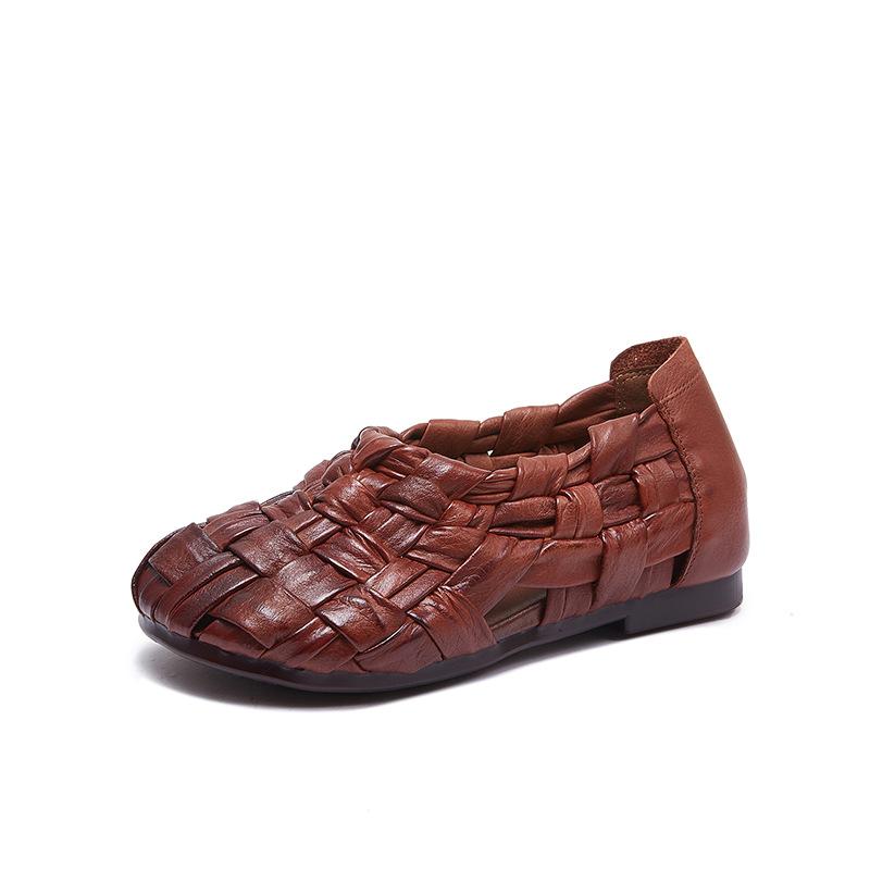 Genuine Leather Hand-woven Sandals Retro Shoes Women's Leather Sandals