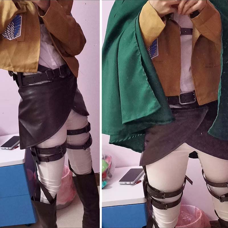 Shingeki No Kyojin Cosplay Kostüm Aufklärungstrupp Umhang Uniform Aufklärungstrupp Gürtel Haken Levi Mikasa Eren Jäger Komplettes Set