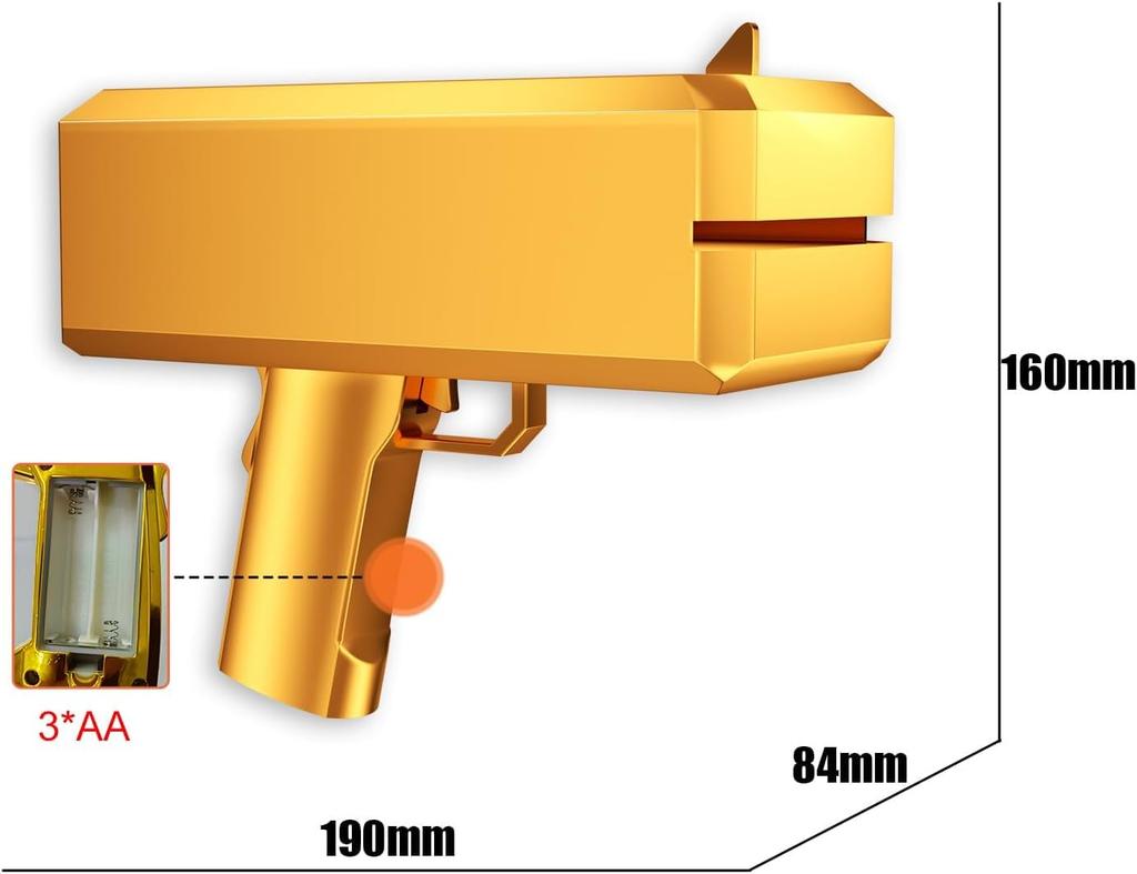OBEST Money Gun Cash Cannon Money Spray Toy Money Gun Shooter Bazooka Party Game Halloween Christmas Gift Graduation Birthday Party Supplies (Golden)