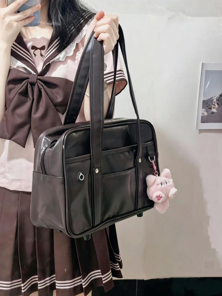 Mittlerer JK-Schulrucksack im japanischen Stil: PU-Leder Studentinnen-Handtasche