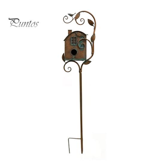 Garden Decoration Stake Metal Bird House Stakes, Feeder Decor, Weatherproof Patio Lawn Ornament Iron Art Decor for Outdoor Yard Flower Bed Perch