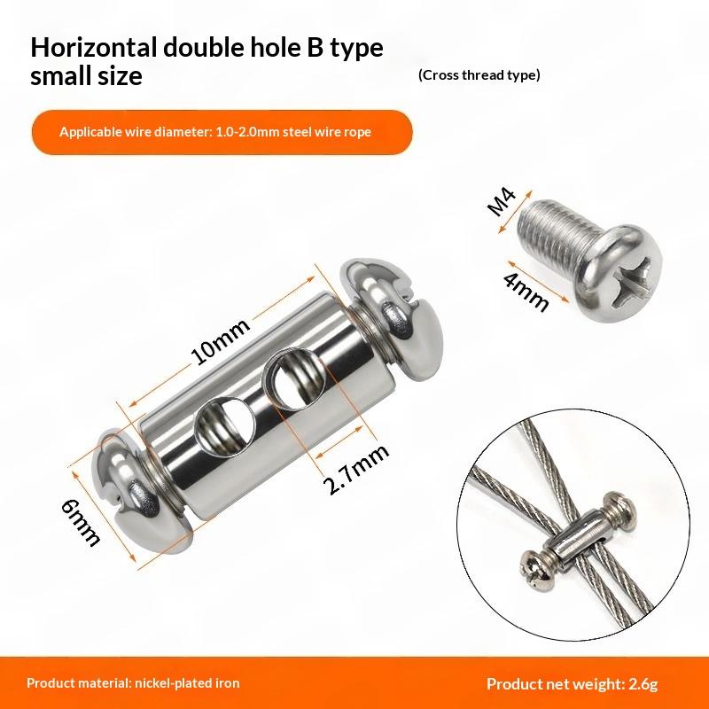 10Pcd Double Hole Suspension Cable Clip Adjustable Steel Wire Rope Cable Lock For Hanging Fixing Outdoor Hardware Accessories