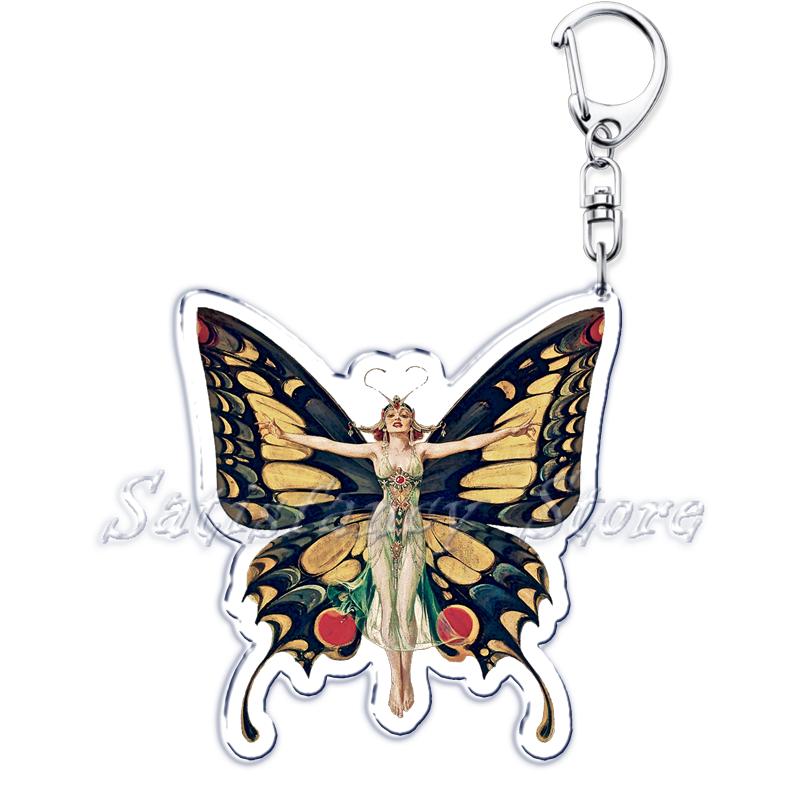 Beautiful Lavender Flower Monarch Butterfly Keychains Ring for Accessories Bag Butterflies Pendant Key Chain Jewelry Fans Gifts