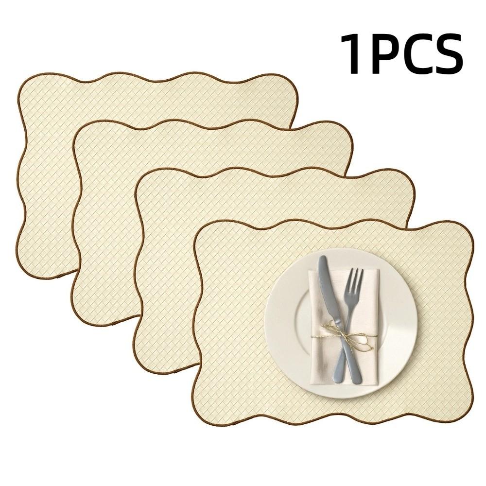 Nordic Waterproof Dining Mat Oil-Proof Rectangular Solid Place Mat Lace Decorative Edge Heat-Resistant Table Mats Kitchen Supply