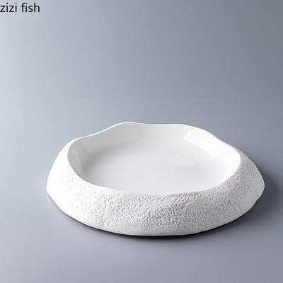 Farfurie ceramică, model circular de piatră, farfurie pentru supă, farfurii pentru legume, farfurii pentru salată, desert, restaurant, veselă creativă
