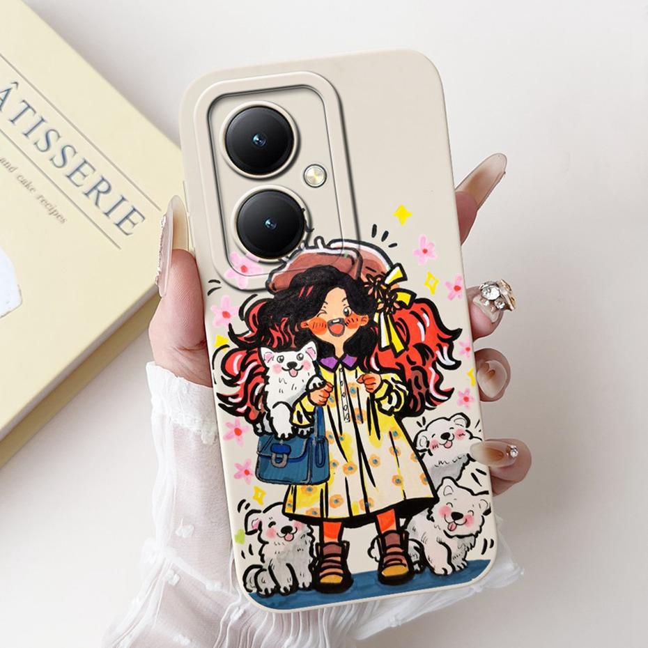For Vivo Y35+ Y35m+ 5G Lens Protective Phone Case For Vivo Y35Plus Y35M Plus 5G Lovely Pattern Soft Silicone Jelly Cases