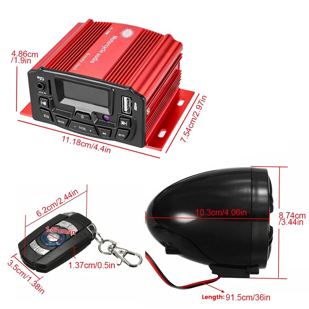 Univerzální motocyklové audio dálkové ovládání stereo 2 reproduktory zvukový systém 12V TF USB MP3 FM vodotěsné motocyklové rádio