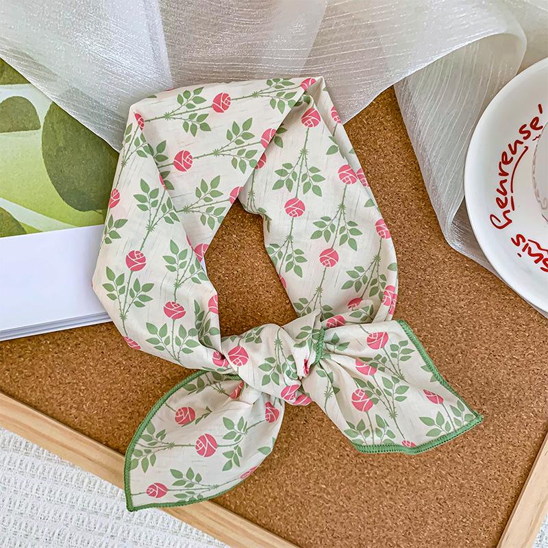 58 cotton and linen square scarf headscarf autumn versatile small floral women's thin small fresh decorative silk scarf