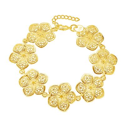Women Bracelet Flower Chain Bangle Vintage Decor Girlfriend Adjustable Jewelry for Dating Birthday Present Decorations