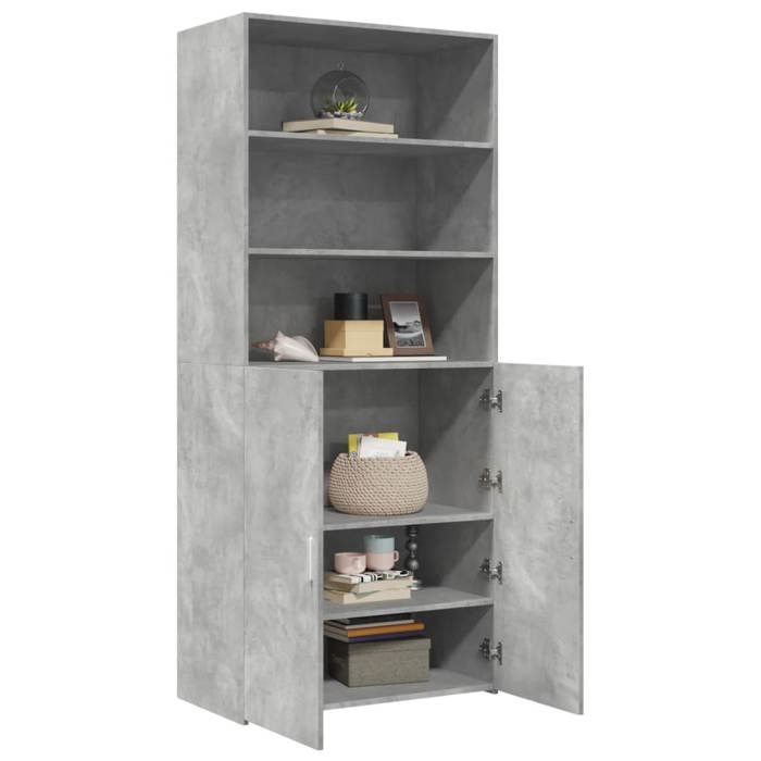 VidaXL Buffet haut gris béton 80x42,5x185 cm bois d'ingénierie, buffet, armoire de rangement, panneau latéral, armoire, 3281381