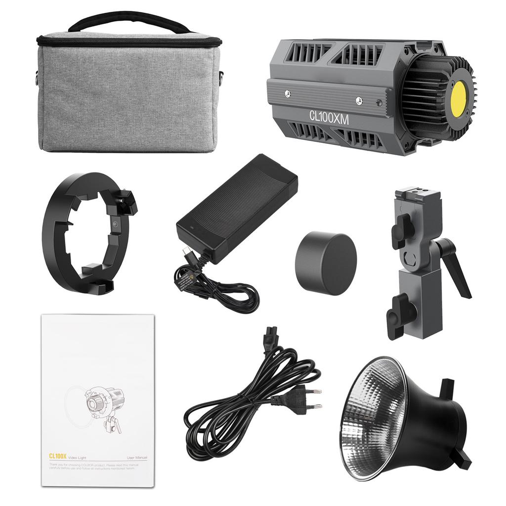COLBOR CL100XM Studio COB Photography Light 110W LED Video Light 5600K CRI97+ Dimmable 7 Lighting Effects APP Control with Mount Reflector Carr