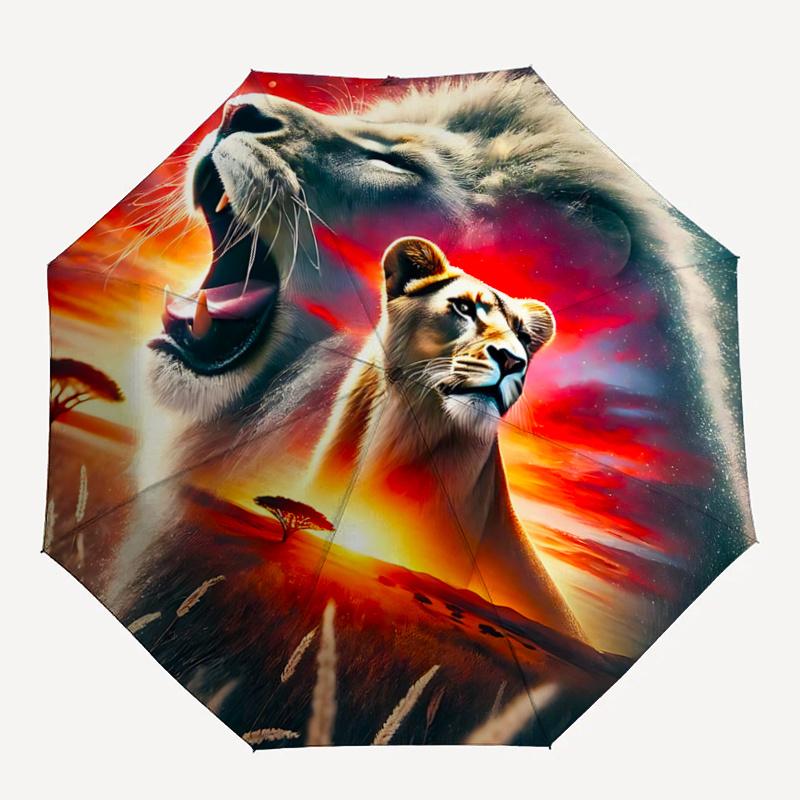 1pc Lion Roar Pattern Automatic Umbrella Is Fashionable and Good-Looking,  Suitable for Travel and Daily UseN057