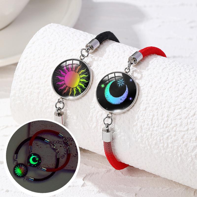 Luminous 2 PCS/Set Stainless Steel Couples Bracelet For Women Lover Sun Moon Rope Charm Friendship Party Valentine Jewelry Gift