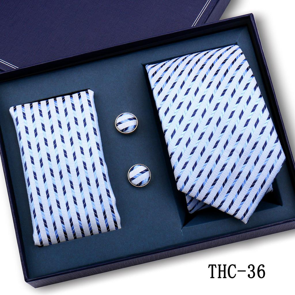 Men'S Business Tie Pocket Square Scarf Gift Box Set Formal Wedding Professional Shirt Trendy Tie Worker