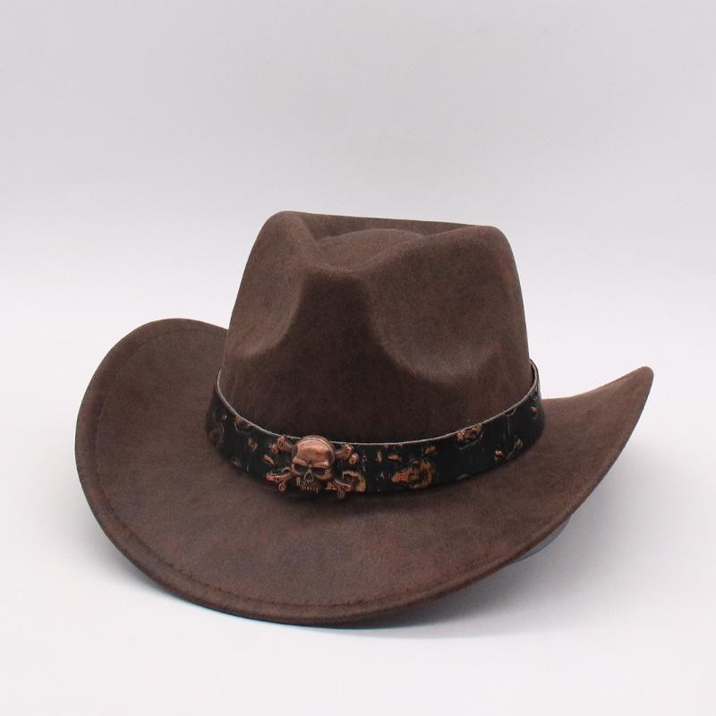 Halloween Skull Accessories Western Cowboy Hat Outdoor Mountaineering Sun Hat Wedge Wool Hat Overseas Curled Cowboy Hat
