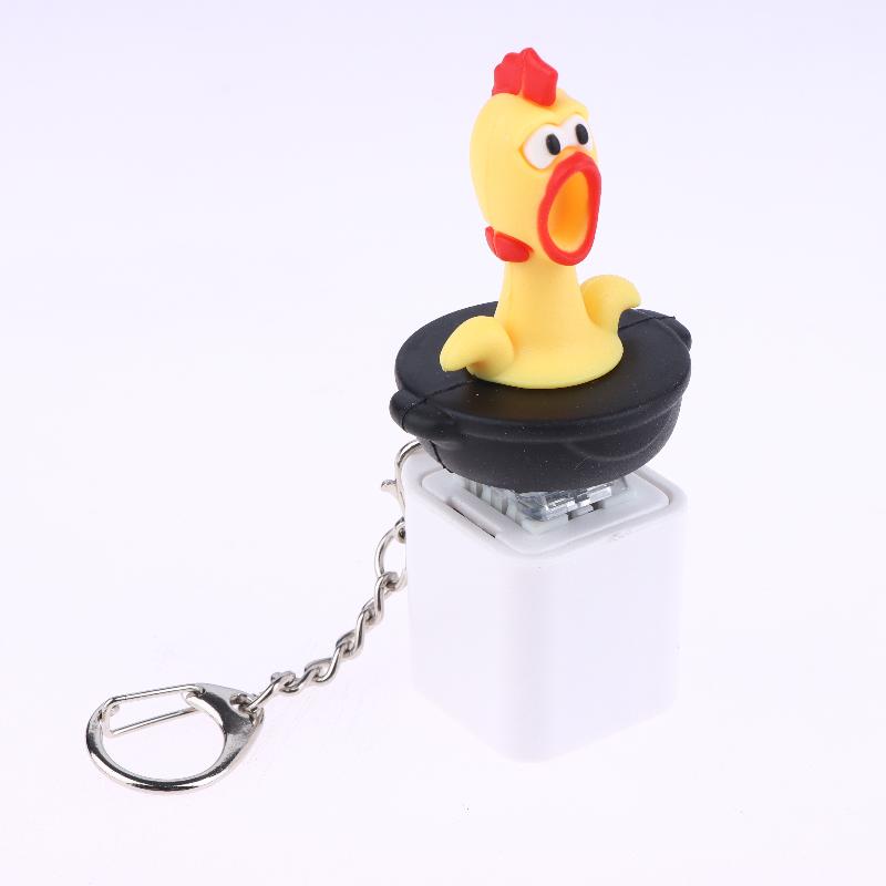 1Pcs Stress Relief Plastic Toys Creative Cartoon Sharp Crying Chicken Voice Button High Aesthetic Edc Keychain For Children Gift