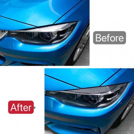 2Pcs  Evil Headlight Eyebrows Eyelid For BMW 4 Series F32 F33 F36 M4 420d 420i 425d 430i 435i 440i 2013- ABS Gloss
