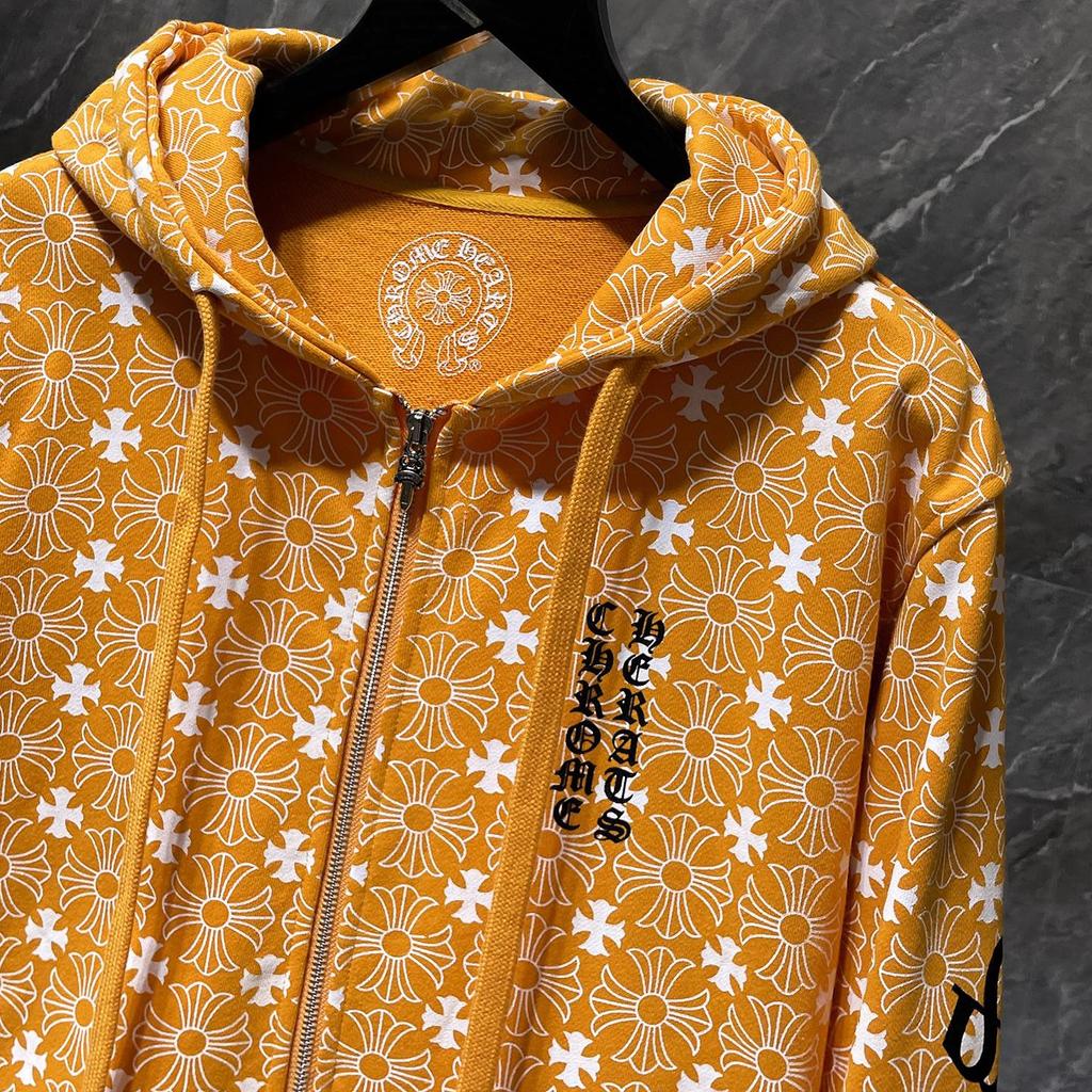 CHROME HEARTS Spring and Autumn Plus Size Horseshoe Dark Pattern Logo Zipper Hoodie Classic Style Logo Hoodie, Suitable for Couples to Wear