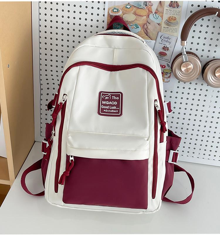 Schoolbag Large-capacity Backpack female-Japanese Contrasting Color Trendy Brand College Student Schoolbag Leisure Travel Bag New Computer Bag