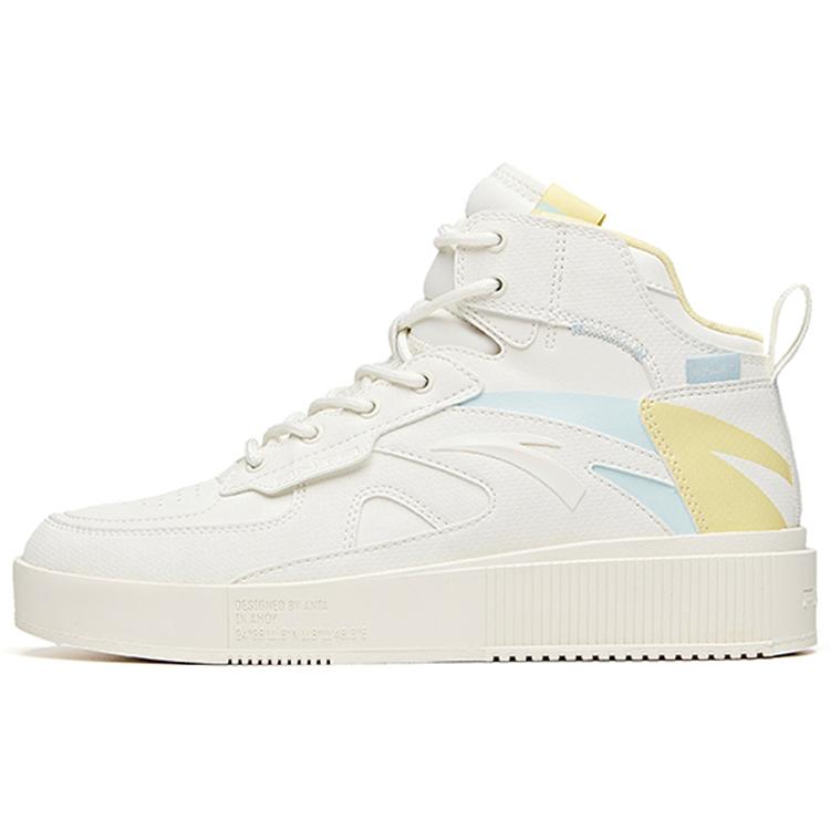 

new Anta Life Collection Anti-Slip And Wear-Resistant Coverage High-Top Skateboard Shoes Women s White Yellow Blue 37.5