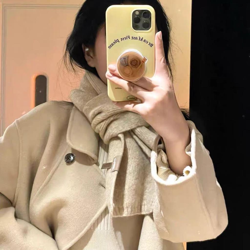 Knitted Scarf Student Scarf Ins Wind Versatile Solid Color Couple Korean Atmosphere Warm Neck Protection Scarf