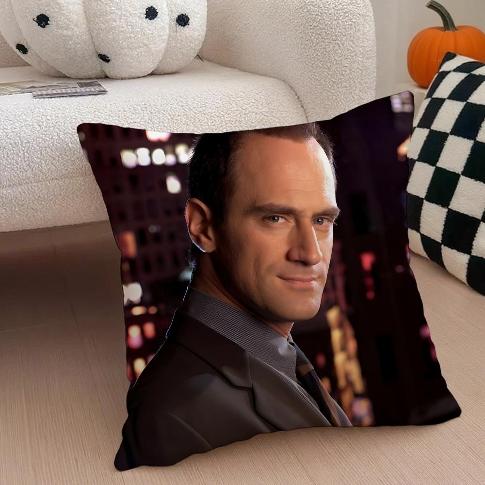 E-Elliot Stabler Cushion Cover Throw Pillow Cover Hidden Button Durable Polyester Chair Cushion