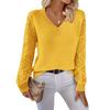Hollow-out Knitted Sweater Women's Pullover Long-sleeved Crochet Jacquard Loose V-neck Bottoming Top