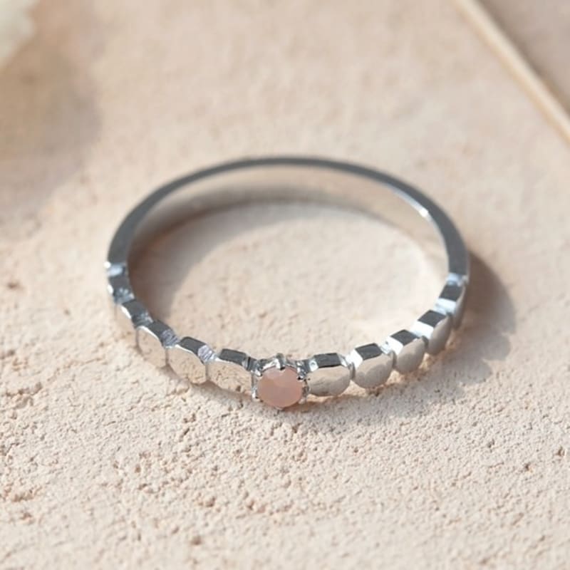 BELLOOGGI October (Pink Opal) Birthstone Honeycomb Birthstone Ring