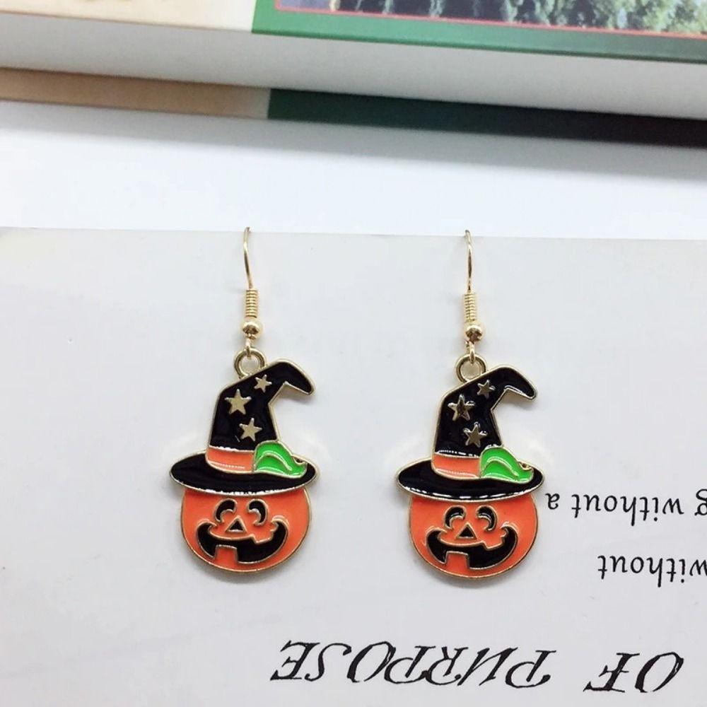 Dripping Oil Pumpkin Pendants Earrings Jewelry Set Halloween Jewelry Accessories