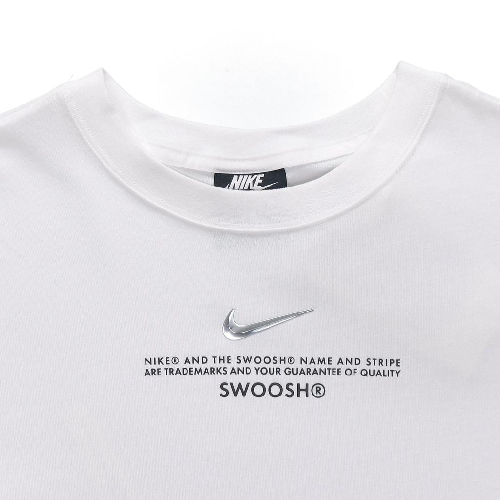 Nike Sportsklær Swoosh Stor Logo Rund Hals Løs Pustende Strikket Retro Sporty Stil Pullover Kortermet Kjole Damekjoler Hvit CZ9407-100