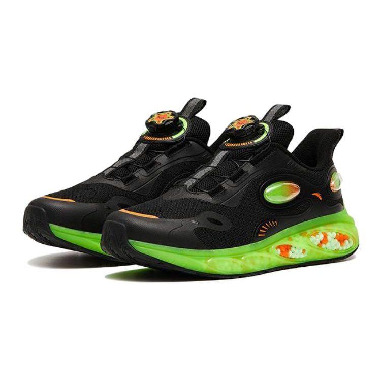 Anta Kids Non-Slip Shock Absorbing Low-Top Running Shoes Kids sneaker Black Green 312315566-3