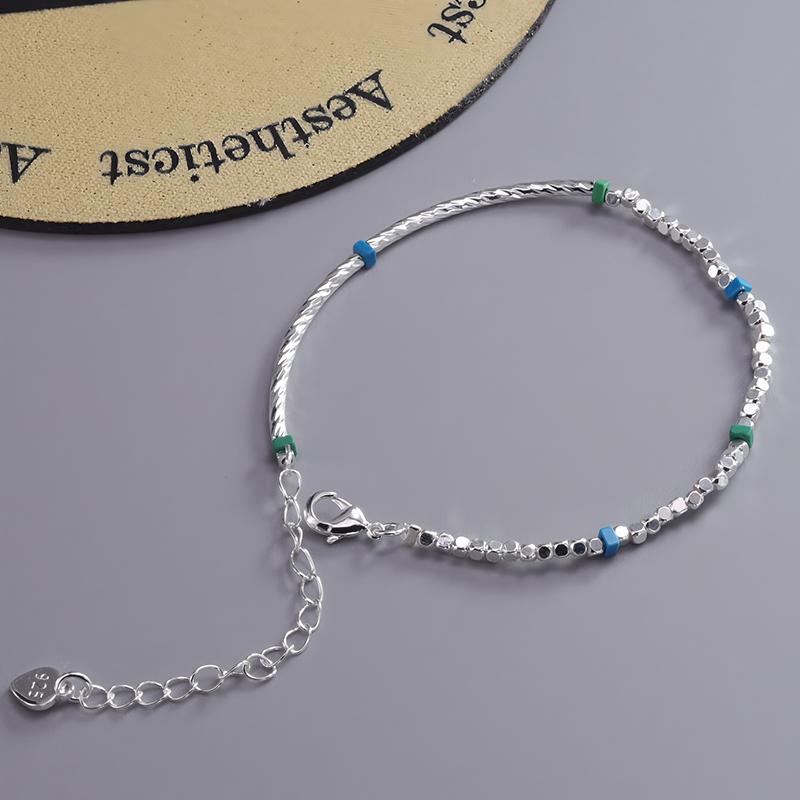 Silver Plated Bracelet for Women Pearl Red Agate Turquoise Glass Fish Butterfly Geometric Elastic Jewelry Party Gift