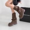 Fashion retro British style thick heel platform Martin boots women's 2025 summer versatile new trouser tube boots short boots